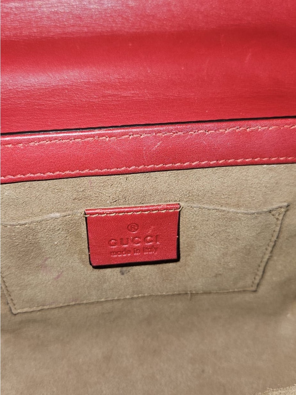 Gucci Red and Beige GG Chain Small Padlock Shoulder Bag - Picture 8 of 15